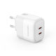 XO Φορτιστής Χωρίς Καλώδιο GaN με 2 Θύρες USB-C 35W Quick Charge 3.0 Λευκός (L140)