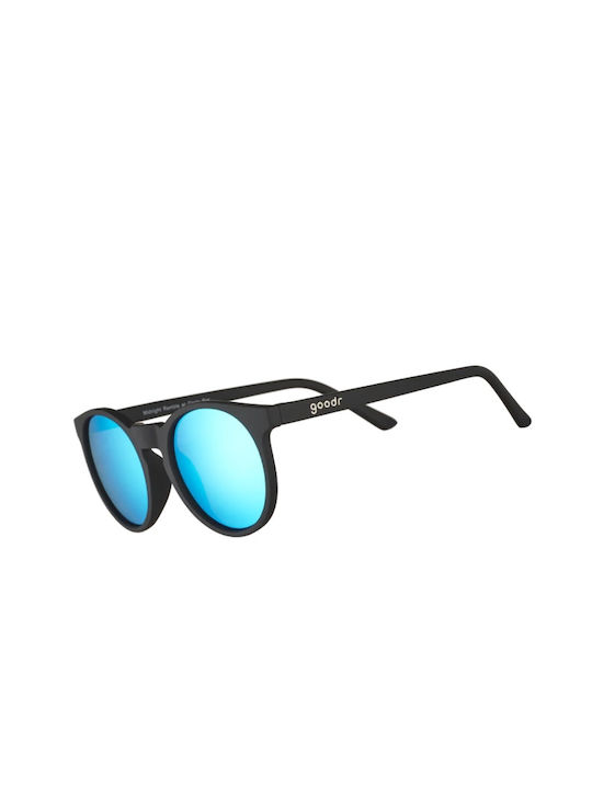Unisex Sunglasses with Black Plastic Frame and Light Blue Polarized Mirror Lens