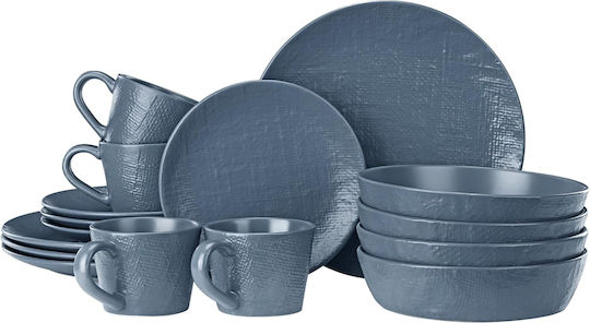 Navaris Albastru Ceramică Set de Vase 16buc