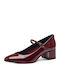 Heels with Strap & Low Heel Burgundy