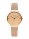 Women's Watch 34mm Battery Pink Gold Metal Strap