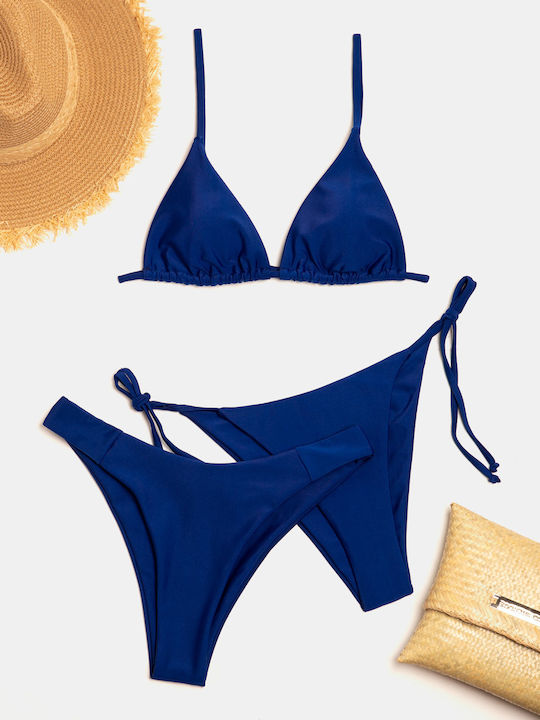 Triangle Bikini Set 3 Pieces Blue Indigo