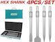 Total Set Pointed Chisel & Chisel Bits with HEX Socket 4pcs