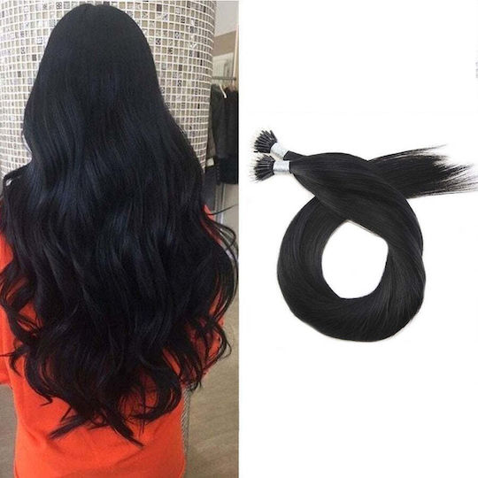 Extension with Natural Hair Remy in Dark Black Color 1 70cm