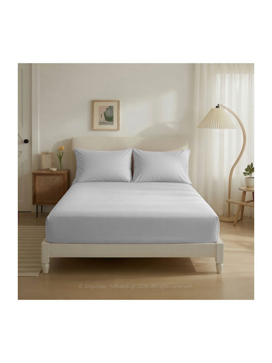 Casa Colori Bettlaken Super-Doppel mit Gummiband 160x200+30cm. Gray