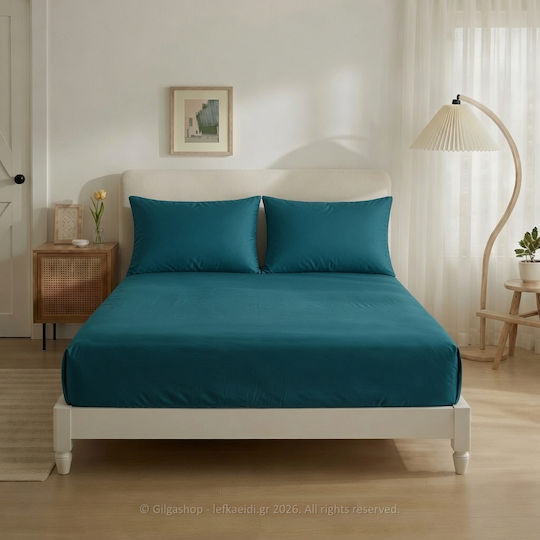 Casa Colori Sheet Super-Double with Elastic 160x200+30cm. Navy Blue