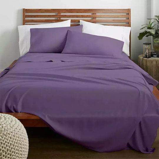 Lino Home Bettlaken Semi-Doppel mit Gummiband 120x200+30cm. Claro Lila