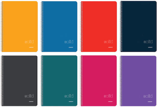 Logigraf Spiral Notebook Ruled A4 90 Sheets 3 Subjects Solid Wirelock 1pcs (Μiscellaneous Designs/Colors)