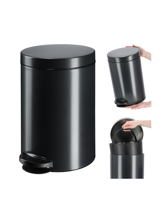 Kadax Kadax Waste Bin from Inox Steel with Pedal Black 14lt
