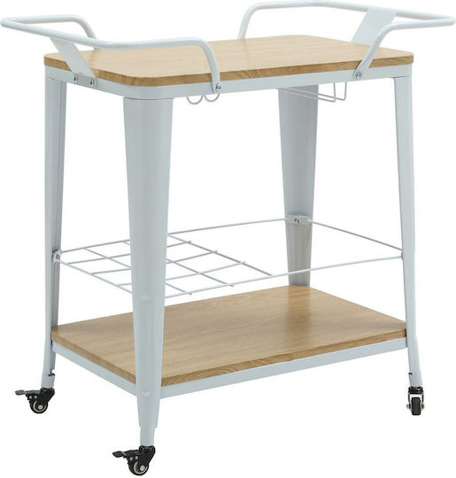 Rectangular Side Table Relix Wooden with Wheels White W74xL49xH82cm E5211,2