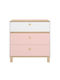 Kids Chest of Drawers White / Pink / Blond Oak with 3 Drawers 81x45x82cm