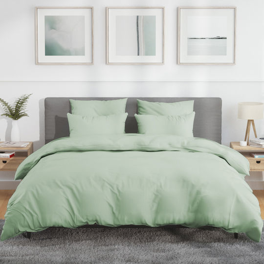 Nordic Paradise Bettbezug-Set Baumwolle Einzelbett mit Kissenbezug 140x200 Grün