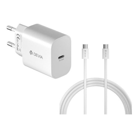 Devia Charger with USB-C Port and Cable USB-C - USB-C 30W Power Delivery White (RCE-3005CL)