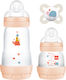 Mam Plastic Bottle Set Easy Start Anti-Colic Starter Set 655 Anti-Colic with Silicone Nipple for 0+, 0+ m, months Pink Turtle 260ml 3pcs