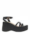 Women's Synthetic Leather Platform Shoes Black