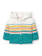 Kinderstrickjacke Pelz mit Kapuze weiß, petrol