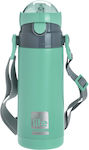 Kids Water Bottle Thermos Stainless Steel with Straw Green 400ml