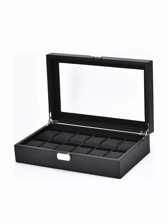 HuiXin Cutie din lemn cu capac transparent de culoare Negru HX-708