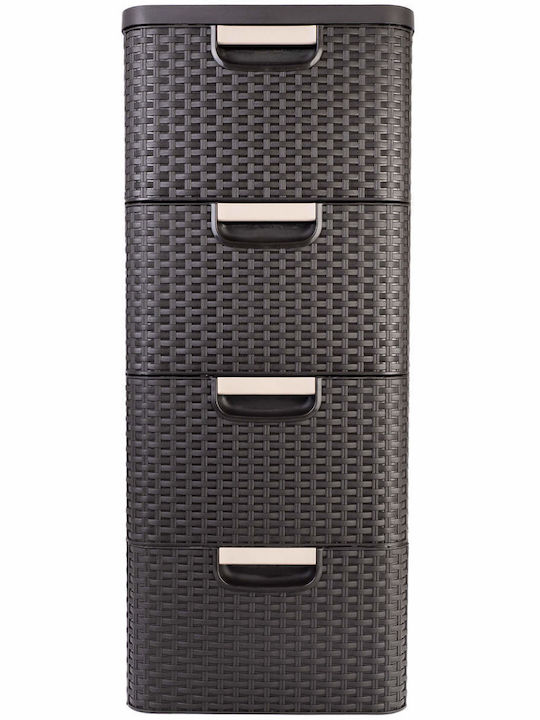 Curver Συρταριέρα Πλαστική 4 Θέσεων Καφέ 33x38x79cm