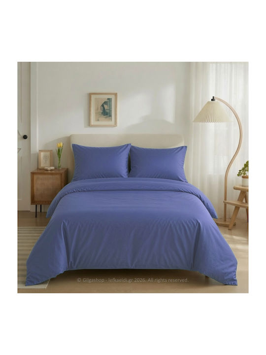 Casa Colori Sheet Sets Double with Elastic 140x200+30cm. Blue 4pcs