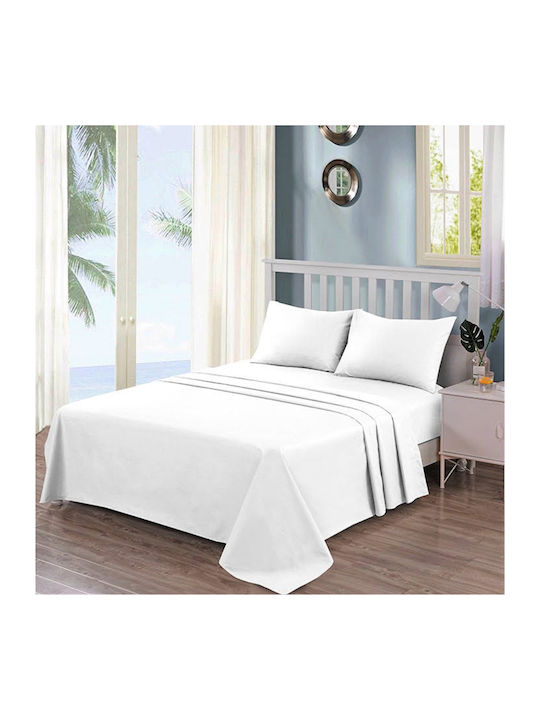 Casa Colori Sheet Sets Double with Elastic 140x200+30cm. White 4pcs