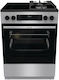Gorenje Готварска печка 71лт с котлони на природен газ и ток Ш60см. Inox