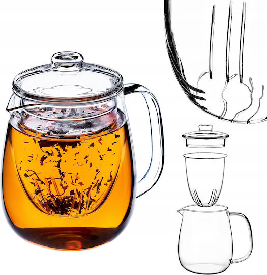 Kadax Τσαγιέρα με Φίλτρο Γυάλινη Διάφανη 600ml