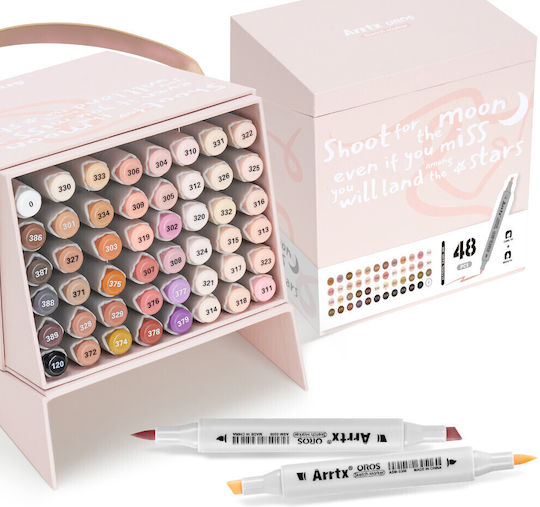 Arrtx Hauttöne Zeichenstifte Malerstift-Typ Alkohol Brush & Chisel Set 48 Farben