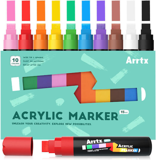 Arrtx 10 Ακρυλικοί Μαρκαδόροι Basic Colours Jumbo