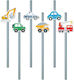 Party Pal Straws Paper Gray 6pcs