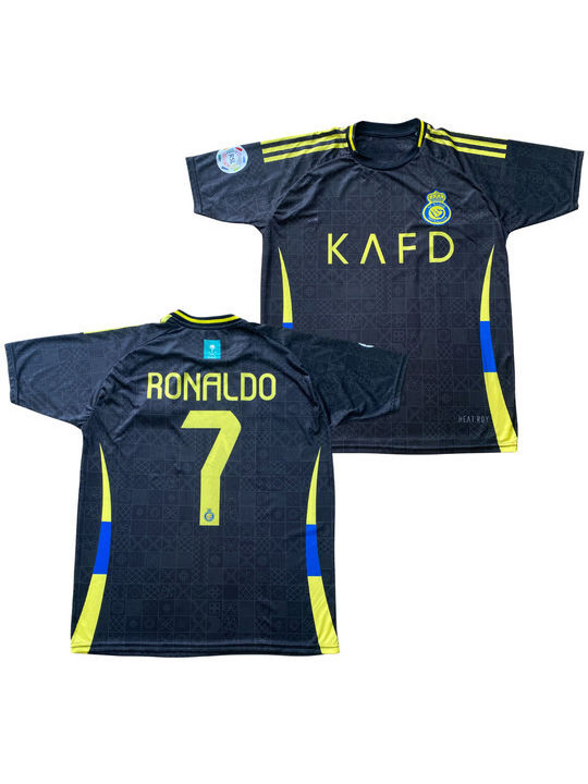 Μπλούζα Ποδοσφαίρου Ronaldo Al Nassr S24/25 Μαύρο Balón De Oro Unisex Fj162