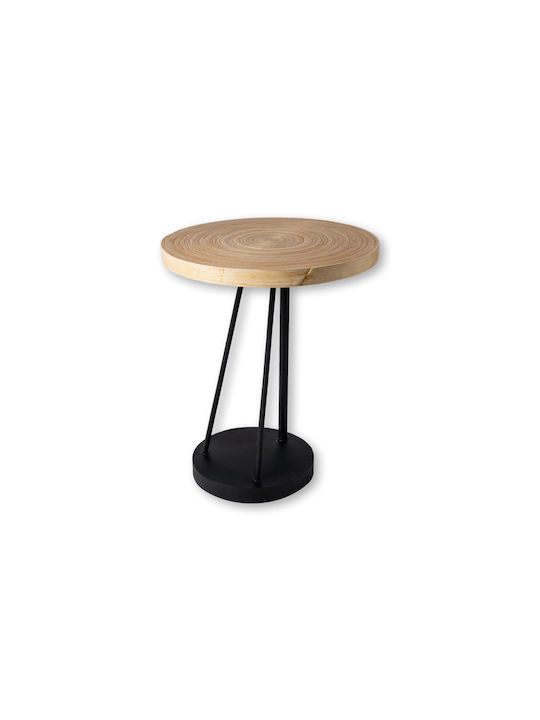 Round Side Table made of Bamboo Beige W40xL40cm