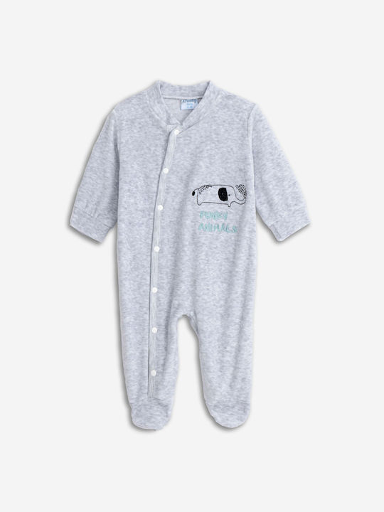 Funky Baby Bodysuit Long-Sleeved Velvet Gray