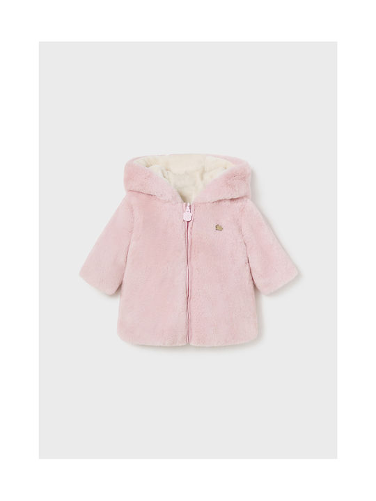 Mayoral Kids Coat Double Sided with Hood Pink