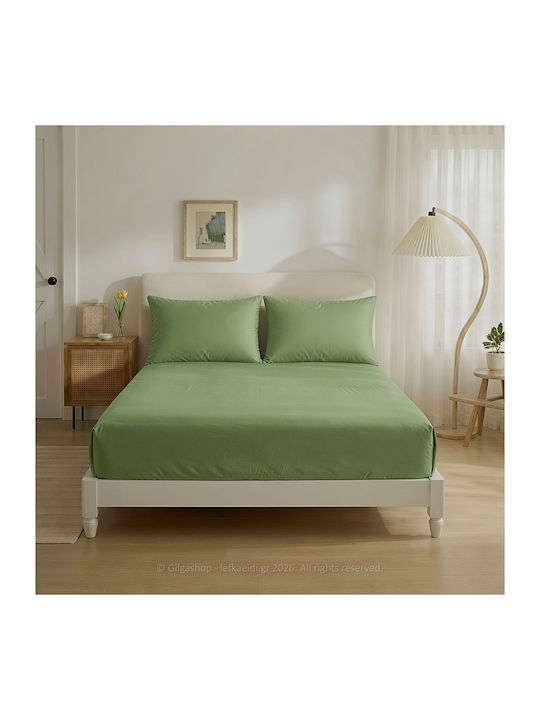 Casa Colori Sheet Super-Double with Elastic 160x200+30cm. Olive