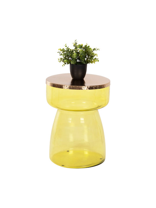 Rundes Beistelltisch Glas Grün-Gold M36xL36xH47cm Freebox