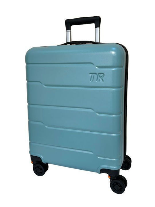 Cabin Hard Blue Travel Suitcase with 4 Wheels Height 55cm