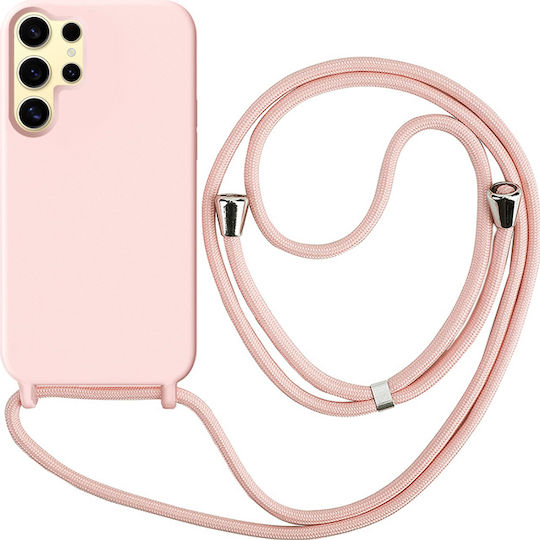 Orso Liquid Back Cover Μεταλλικό με Λουράκι Ροζ (Galaxy S24 Ultra)