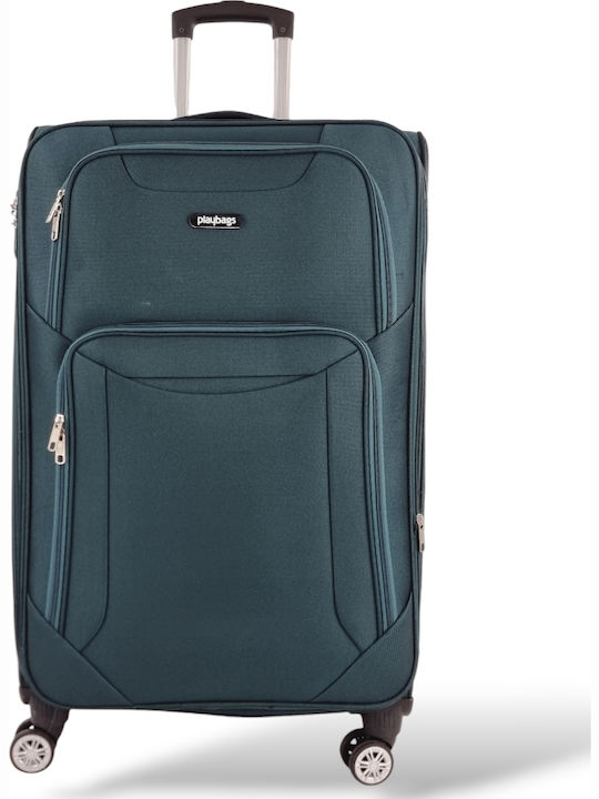 Playbags Valiză Mare De Călătorie Din Material Textil Verde Cu 4 Roți Înălțime 75 Cm