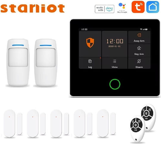 Staniot Wireless Alarm System with 2 Motion Detectors , 5 Door Sensors and 2 Remotes (Wi-Fi)