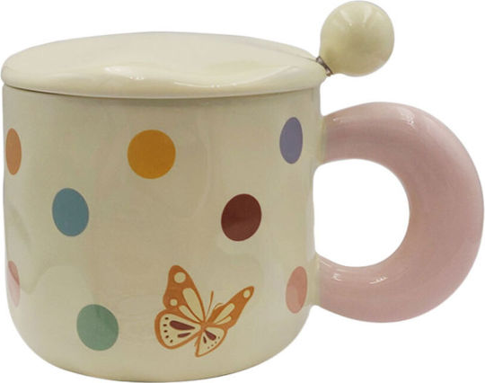 Etoile Cană Ceramică cu Capac Multicoloră