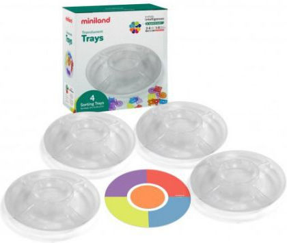 Miniland Jucărie pentru Bebeluși Set of 4 translucent compartmentalized trays for sorting