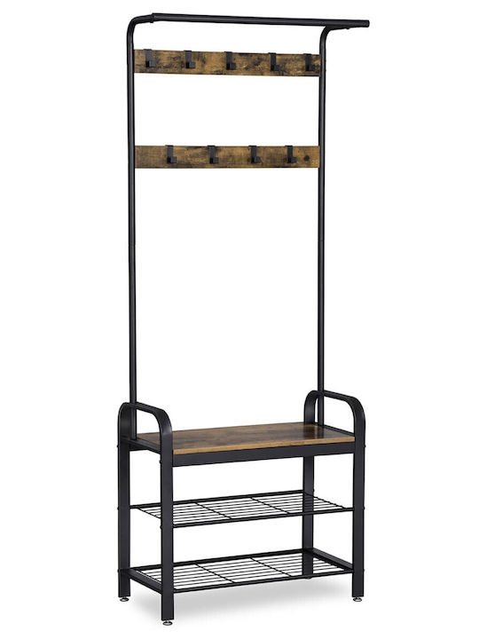 Leobert Floor Garment Rack made of Wood Black