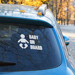 Semn Baby on Board cu Autocolant Alb