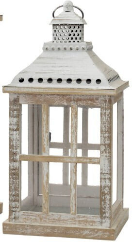 Zen Collection Wooden Lantern Gray 21x21x42.5cm