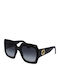 Gucci Damentaschen Sonnenbrille mit Schwarzem Horn umrandetem Rahmen und Grau Verlaufsfarbe Gläser GG0053SN 001