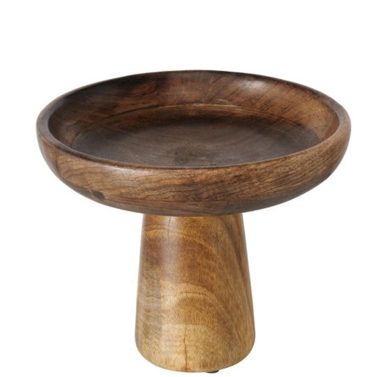Boltze Διακοσμητικό Μπωλ Ξύλινο με Πόδι Καφέ 24x24x20cm