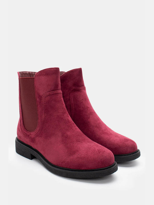 Elastic Ankle Boots 4305126-Burgundy