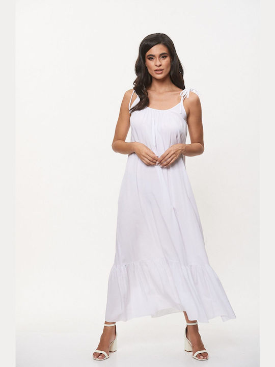 Zirgon Maxi Dress with Ruffle White