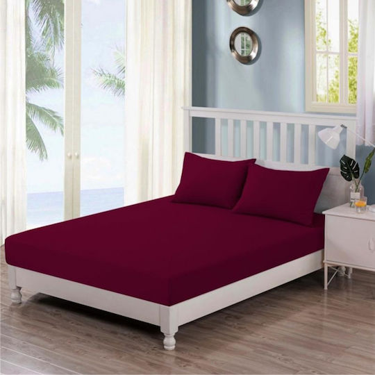Casa Colori Double 140x200+30cm with Elastic Bordeaux Bordeaux